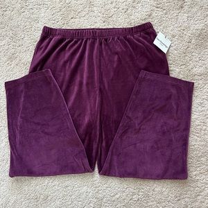 Women’s Breckenridge Velour Wide-Leg Burgundy Pants—Size 2X—New With Tags